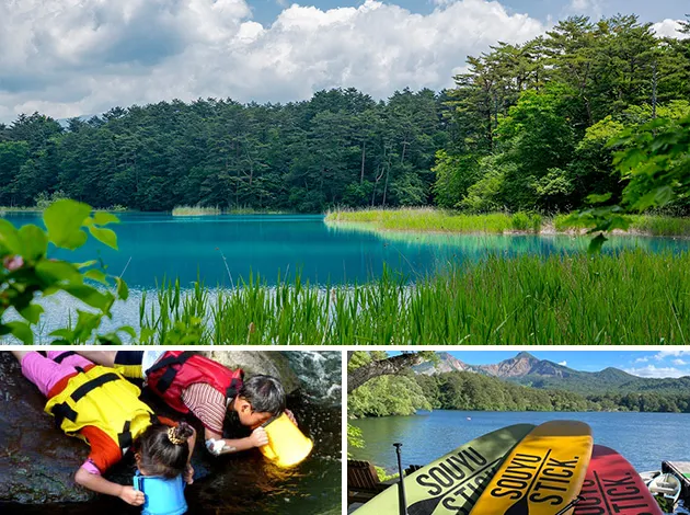 Relax with your travel companions at the foot of Mt. Bandai