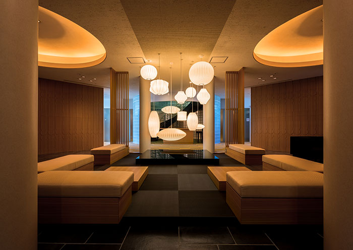 Entrance to the large public baths (1F Aurora no Yu and Hibarami no Yu)