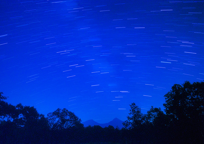 A sky full of stars Urabandai area. A beautiful starry sky unfolds at night.