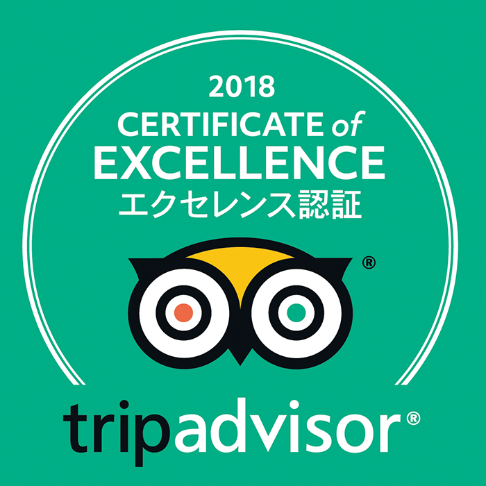 Awarded TripAdvisor's "2018 Certificate of Excellence"!