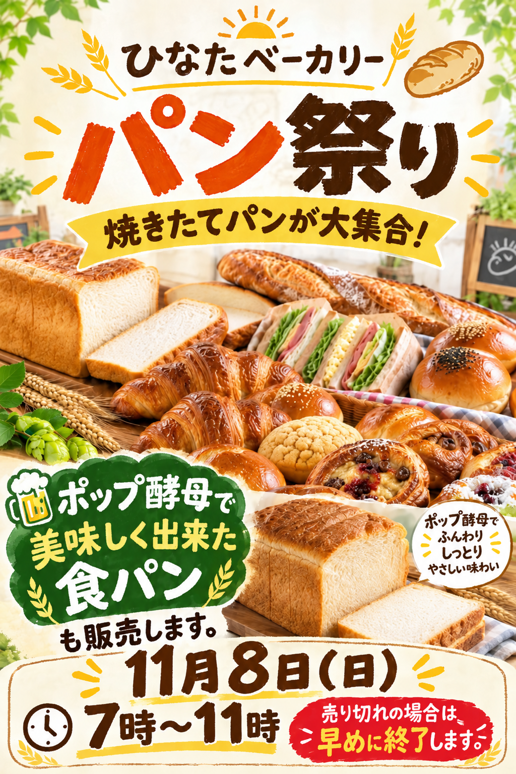 Bread Festival on November 8th (Sun)! A huge selection of freshly baked breads!