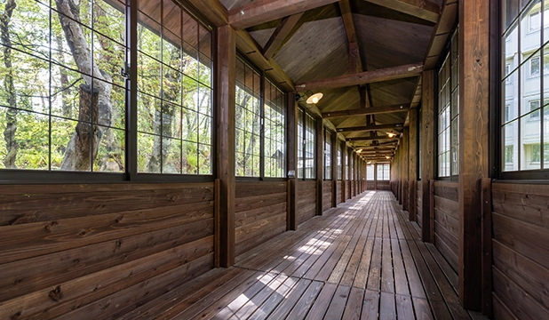 Inside the building