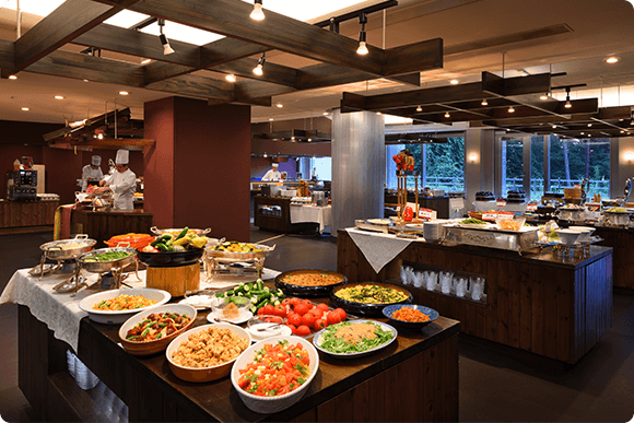 Interior of the buffet restaurant "Hibara Dining"