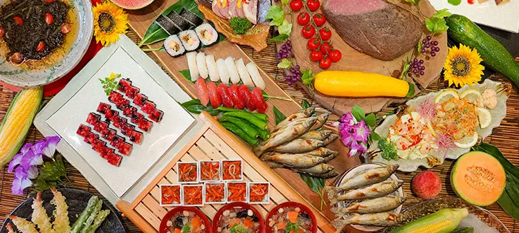 Day 1: Dinner is a buffet featuring locally sourced ingredients.